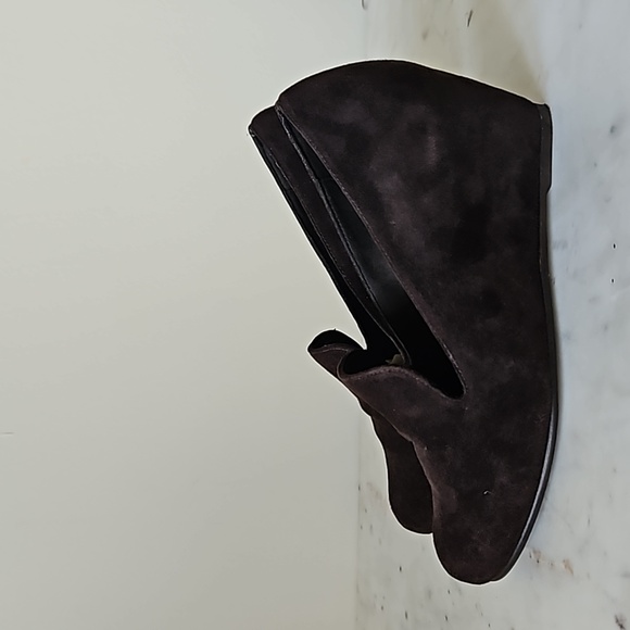 STUART WEITZMAN - silky soft rich chocolate brown suede wedge loafers - Picture 4 of 9